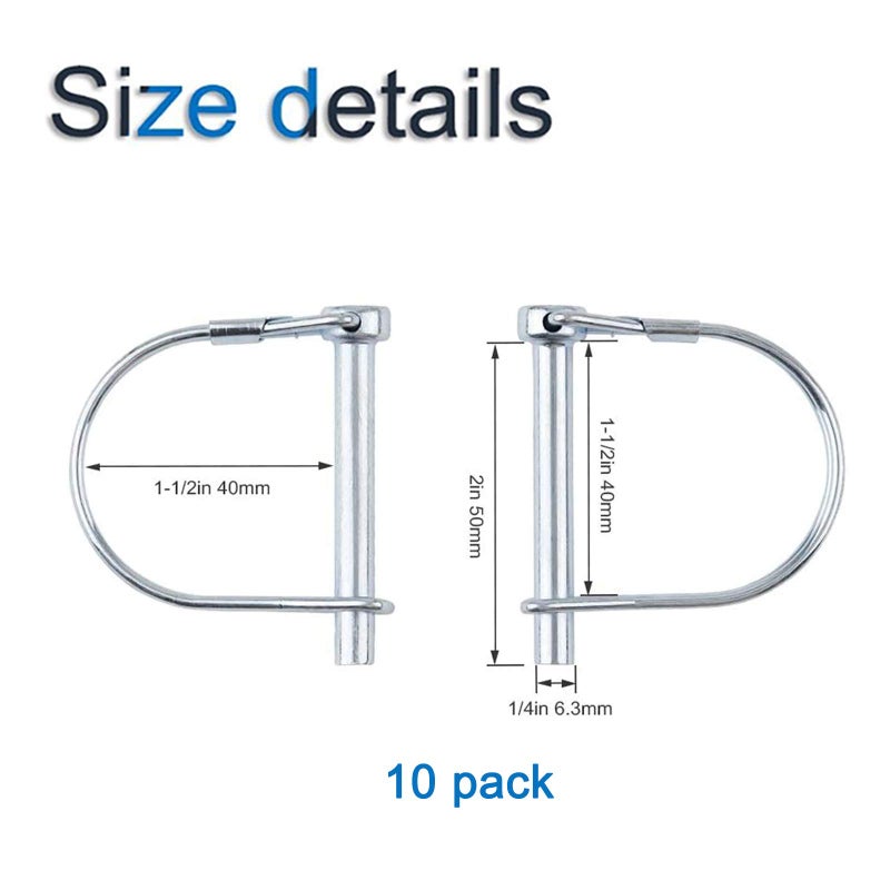 INCREWAY 10pcs Wire Lock Pin, 1/4" Heavy Duty Safety Coupler Shaft Locking Pin Hitch Pto Pin Round Loop Wire Lock Trailers Pin for Farm Lawn Garden - Image 2